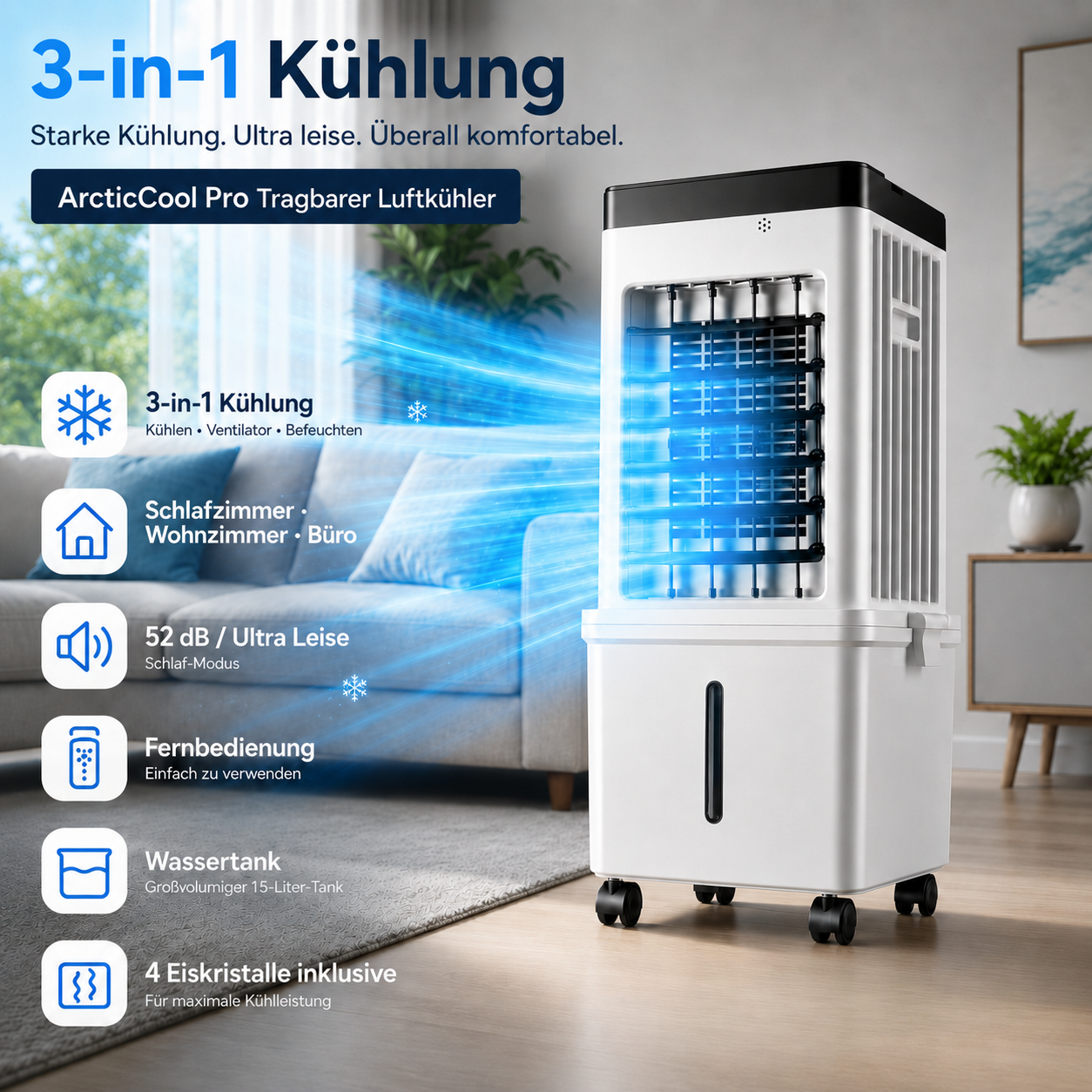 ArcticCool Pro | Mobiles Klimagerät mit Eiskühlung