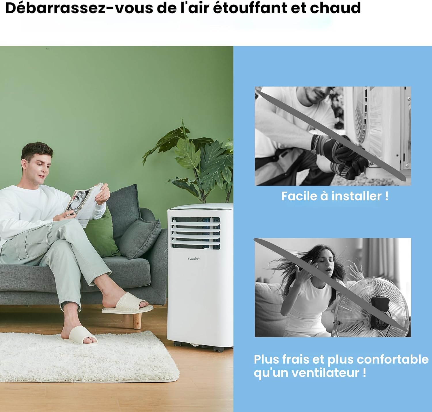 Comfee MPPH-09CRN7 mobile Klimaanlage 9000 BTU 2,6 kW Follow Me R290 Klasse A bis 33m²
